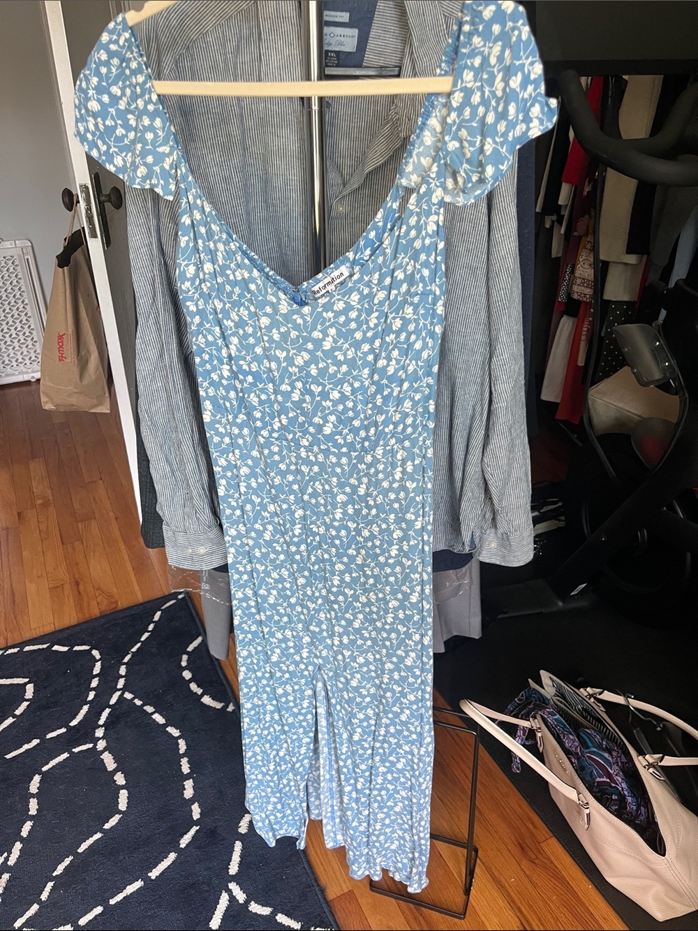 Reformation Baxley Marie Blue Floral Midi Dress - Picture 5 of 8